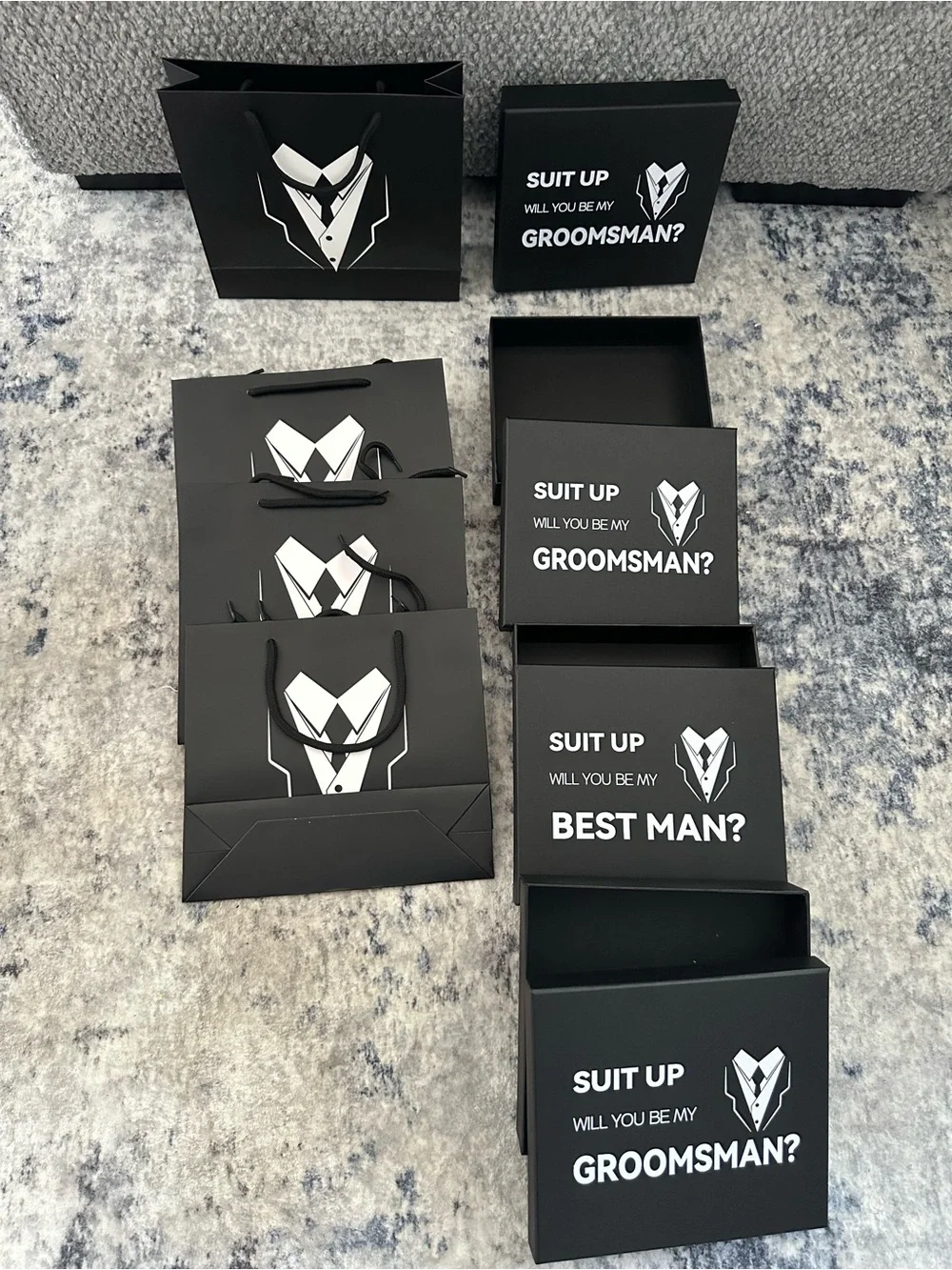 Amazon Black 'Suit Up' Groomsmen & Best Man Gift Boxes and Bags